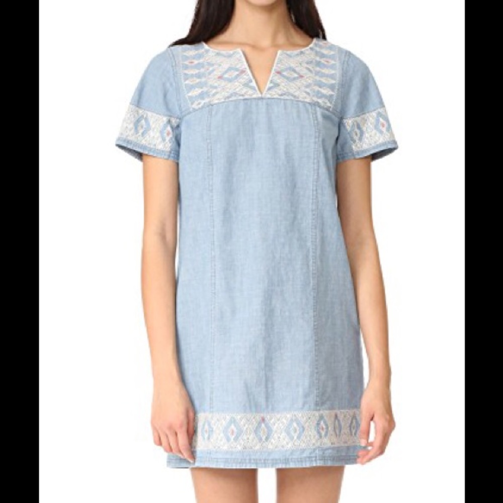 Madewell Embroidered Chambray Tunic Dress size XXS